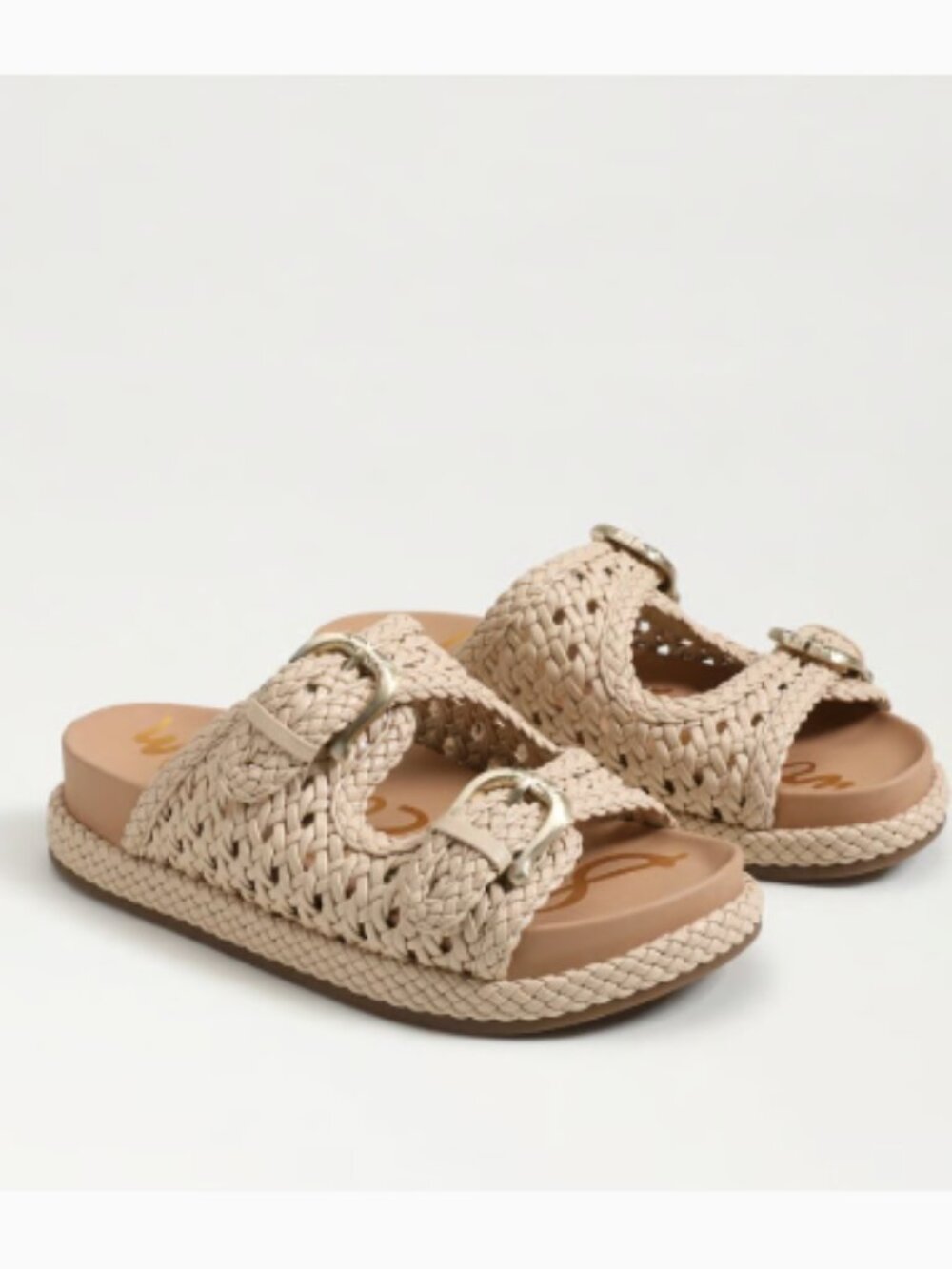 Sam Edelman Reid Woven Buckle Slide Footbed Sandal Natural Size 7 EU 37